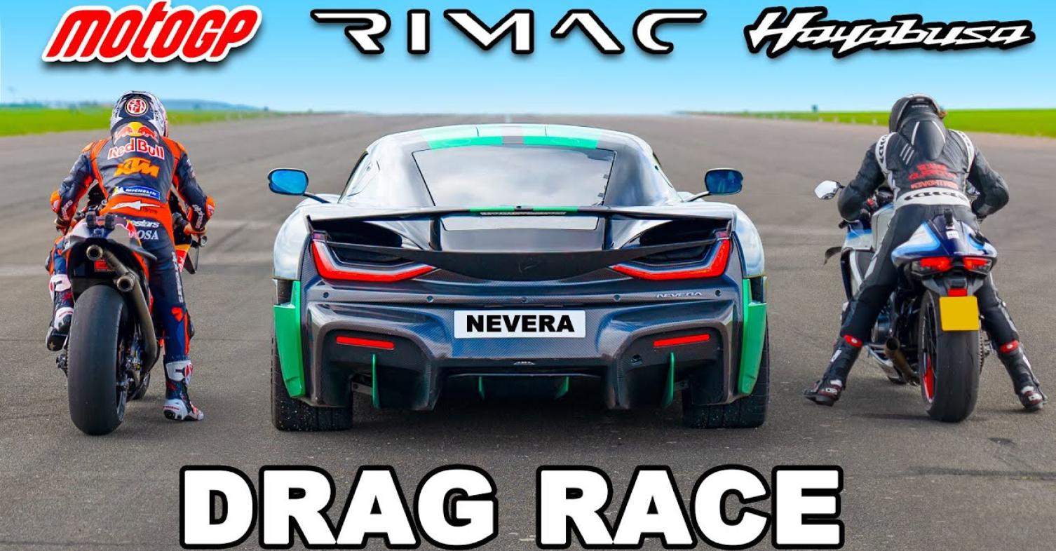 Rimac Nevera vs KTM RC16 vs TTS Superbusa drag race