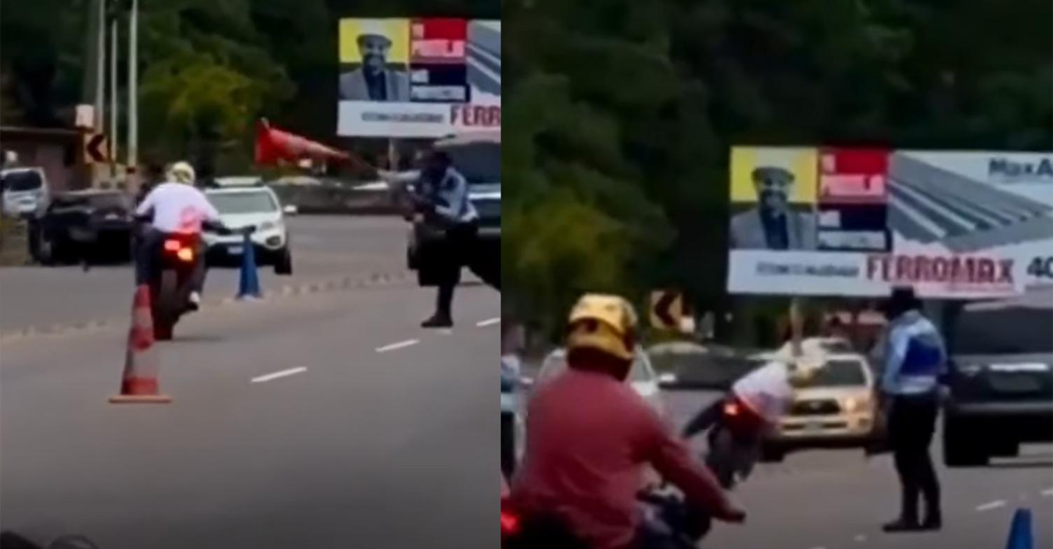 Τροχονόμος πέταξε κώνο σε αναβάτη μοτοσυκλέτας στην Ονδούρα [VIDEO]