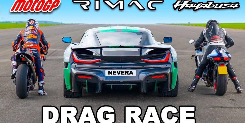 Rimac Nevera vs KTM RC16 vs TTS Superbusa drag race