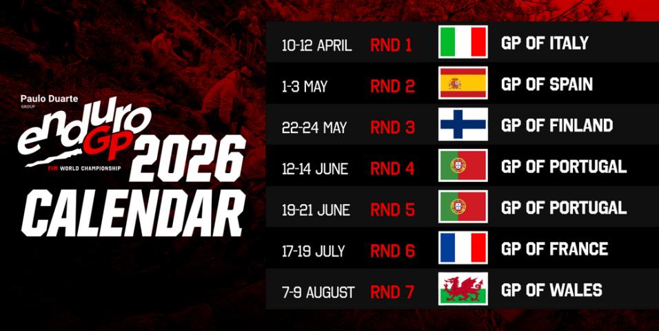 EnduroGP 2026 Provivional Calendar