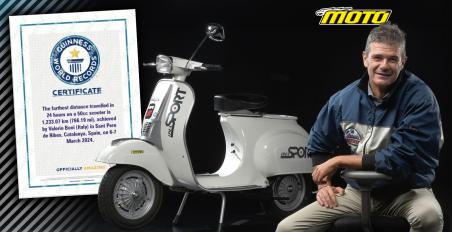 motomag O Valerio Boni πέτυχε ρεκόρ Guinness διανύοντας 1.233 χιλιόμετρα σε 24ωρες με Vespa 50 κυβικών