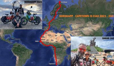 Miral, ταξίδι με Piaggio Ciao από το Nordkapp στο Cape Town