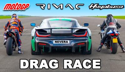 Rimac Nevera vs KTM RC16 vs TTS Superbusa drag race