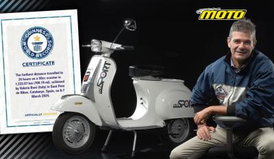 motomag O Valerio Boni πέτυχε ρεκόρ Guinness διανύοντας 1.233 χιλιόμετρα σε 24ωρες με Vespa 50 κυβικών